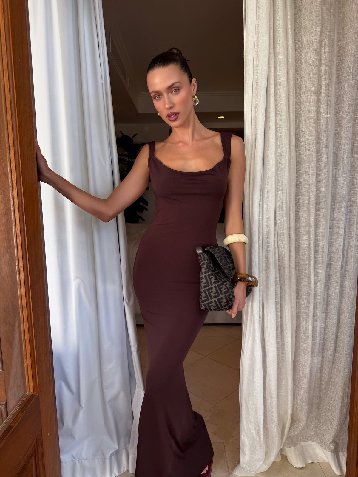 MORANA DRESS - BROWN : CHOCOLATE
