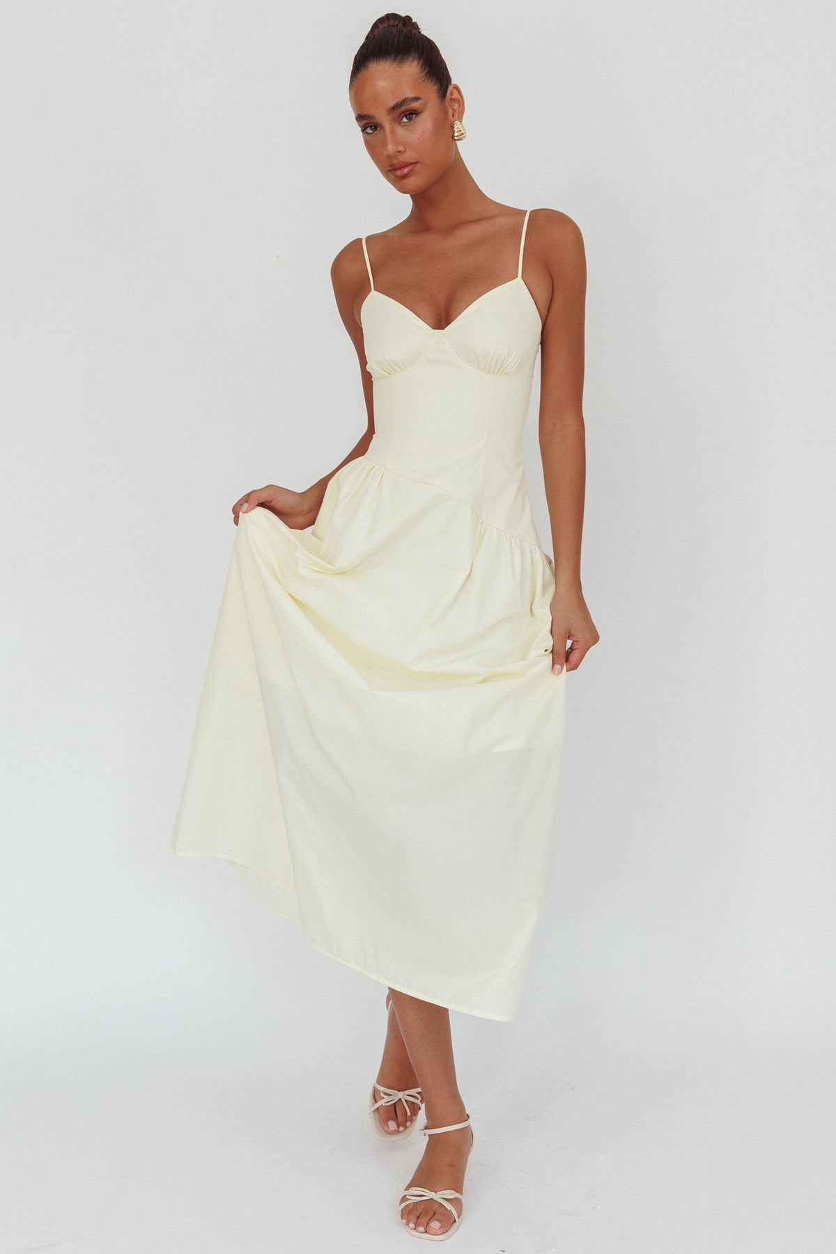 Honey Baby Diagonal Waist Maxi Dress Butter