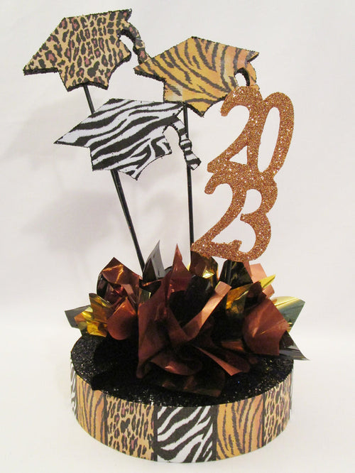 Animal print graduation centerpiece - Designs by Ginny