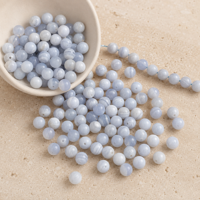 Blue Lace agate Beads, Natural Round Crystal Beads 4mm to 10mm