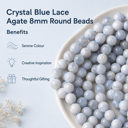 Blue Lace agate Beads, Natural Round Crystal Beads 4mm to 10mm