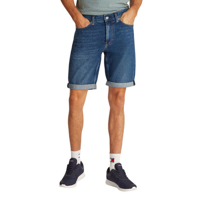 Image 1 : Bermuda Calvin Klein Jeans homme bleu azur en coton, vue de face avec fermeture zip — Delvale
