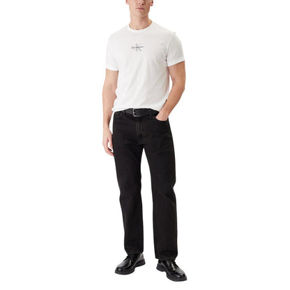 Image 2 : T-shirt Calvin Klein Jeans homme blanc coton premium vue de profil — Delvale