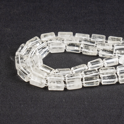 Clear Quartz Gemstone Pipe Bead, Crystal Healing Tube Beads.