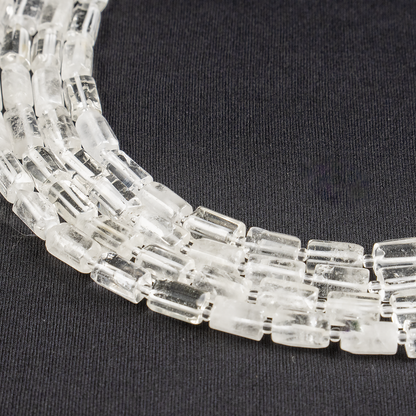 Clear Quartz Gemstone Pipe Bead, Crystal Healing Tube Beads.