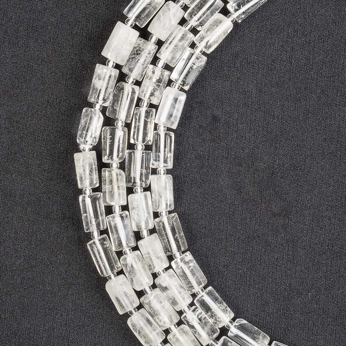 Clear Quartz Gemstone Pipe Bead, Crystal Healing Tube Beads.