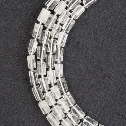 Clear Quartz Gemstone Pipe Bead, Crystal Healing Tube Beads.