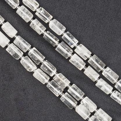 Clear Quartz Gemstone Pipe Bead, Crystal Healing Tube Beads.