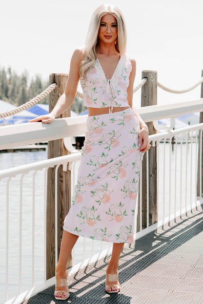 Floral Fantasy Satin Floral Tank Top (Baby Pink)