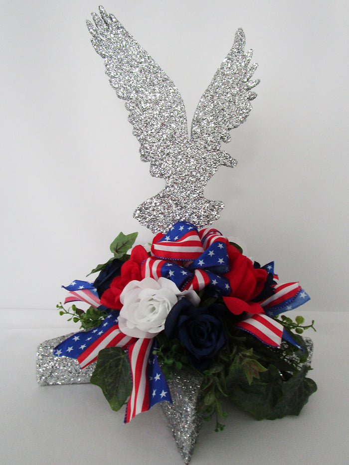 Eagle Table Centerpiece with Patriotic Ribbon