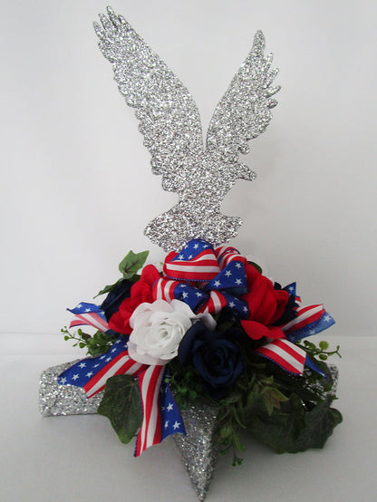 Eagle Table Centerpiece with Patriotic Ribbon