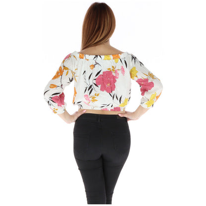 Image 3 : Vue d'ensemble du haut Guess femme blanc motif floral avec coupe élégante manches longues — delvale