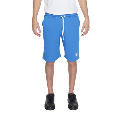Image 1 : Bermuda homme Icon bleu azur en coton avec fermeture lacets — delvale