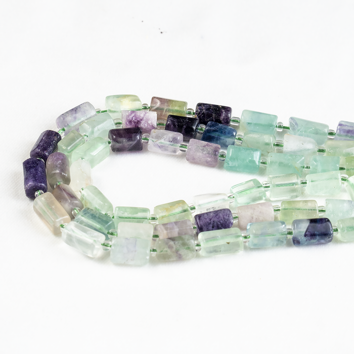 Multi Fluorite Gemstone Pipe Bead, Crystal Healing Tube Beads.