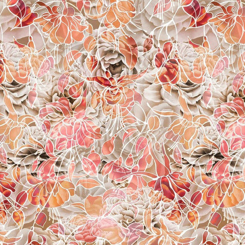 Petal Play Coral - 108" Wide Backing Fabric - PPLW6016 NEMU - YARD CUT - P&B Textiles, quilting fabric