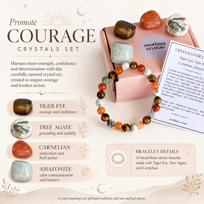 Promote COURAGE Crystal Kit, Gemstone Tumble Kit, Courage Crystal Gift Set
