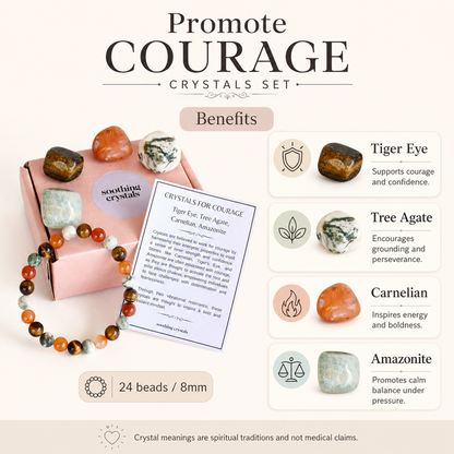 Promote COURAGE Crystal Kit, Gemstone Tumble Kit, Courage Crystal Gift Set