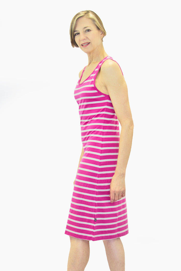 Ratia Short Striped Tank Dress Pink/Grey