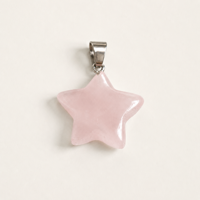 Rose Quartz Star Pendant Necklace – Natural Crystal Gemstone Jewelry