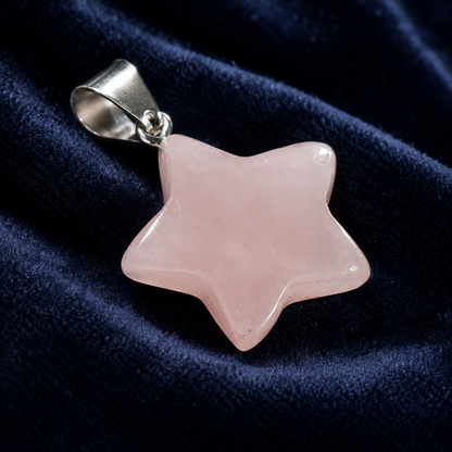 Rose Quartz Star Pendant Necklace – Natural Crystal Gemstone Jewelry