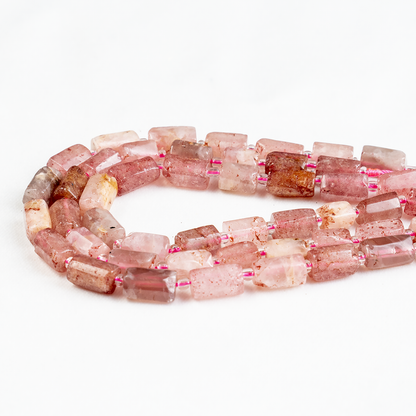 Strawberry Quartz  Gemstone Pipe Bead, Crystal Healing Tube Beads.