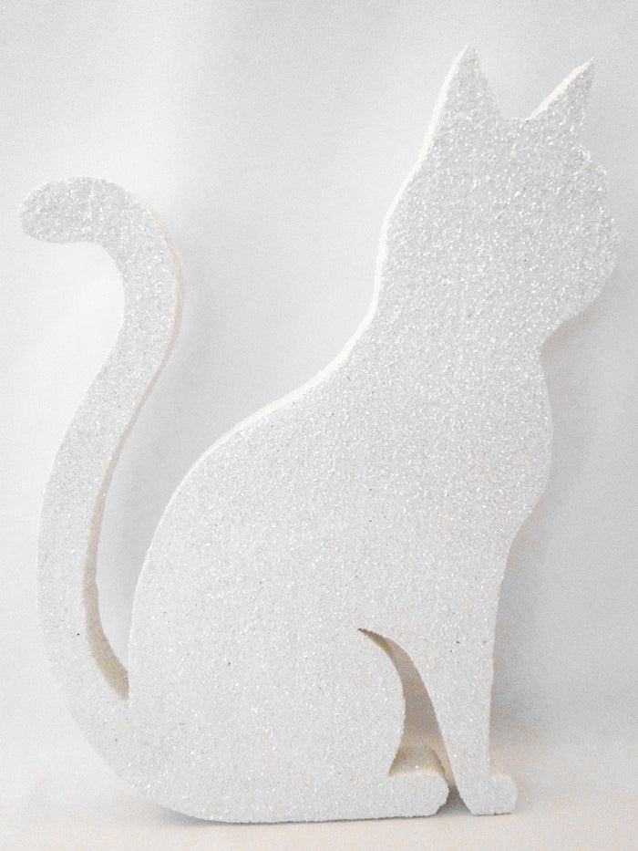 Styrofoam white cat cutout - Designs by Ginny