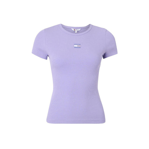 Image 1 : T-shirt Tommy Hilfiger Jeans femme lilas manches courtes col rond — delvale