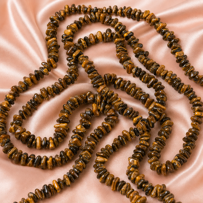 Uncut Raw Tiger Eye Crystal Chip Beads for Necklace (Creativity and Intuition)
