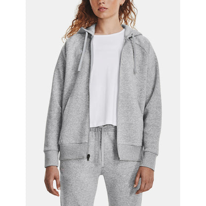 Image 4 : Sweat zippé à capuche Under Armour femme noir, détail de la capuche et finitions premium — Delvale